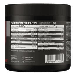 Imagine cu informatiile nutritive ale Pre-workout